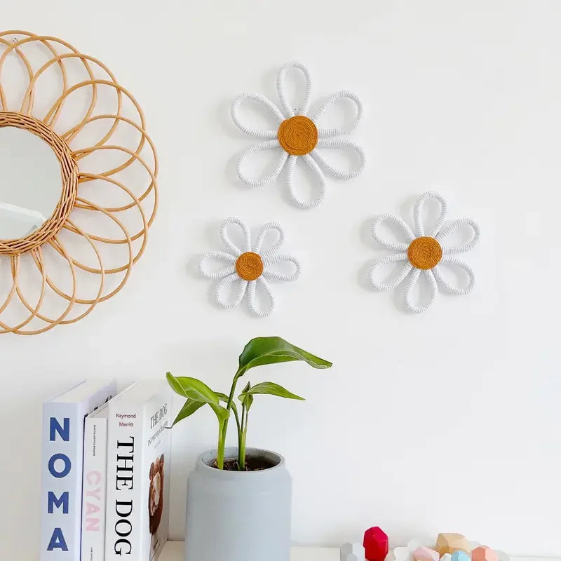 décoration murale tissée corde tressée moderne artisanal blanc marron clair occasion fête anniversaire chambre