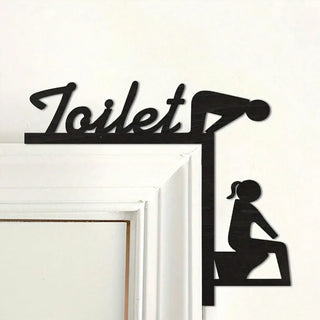 Panneau de porte toilette moderne en bois, décoration murale salle de bain, cadre décoratif résine