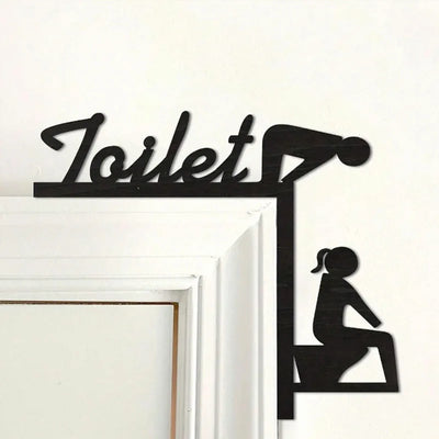Panneau de porte toilette moderne en bois et résine bleu