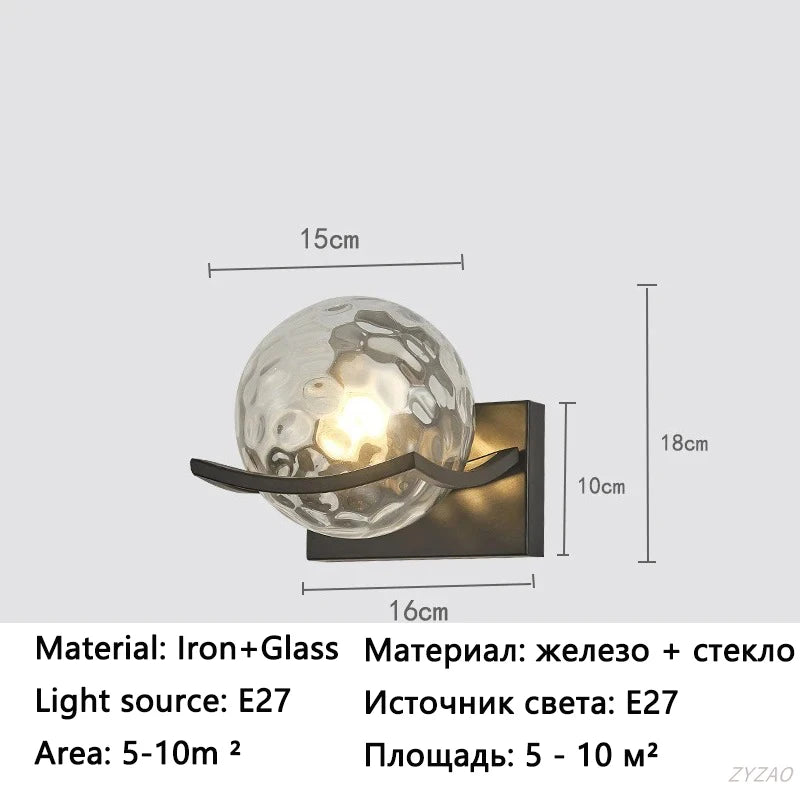 applique murale moderne verre texturé transparent éclairage led fixée mur contemporain chambre veilleuse