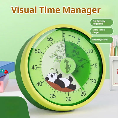 Minuterie numérique panda magnétique noire sur réfrigérateur