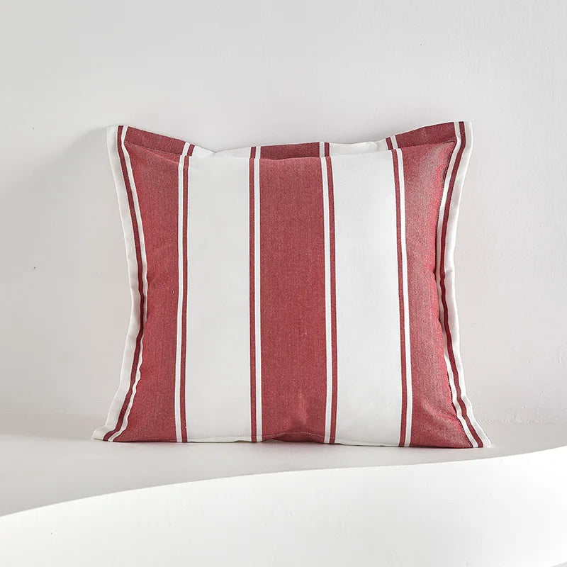 housses coussin rayées rouge blanche rustique adhésif tassel polyester carré lit moderne decoration