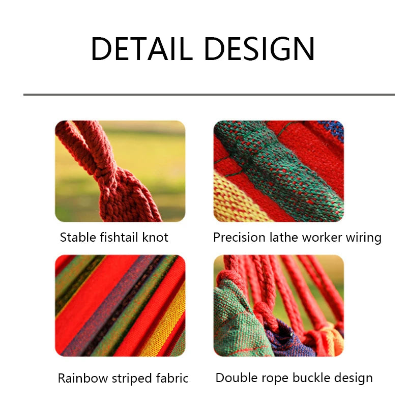 hamac extérieur rayures multicolores anti renversement rouge vert jaune violet marron orange décontracté
