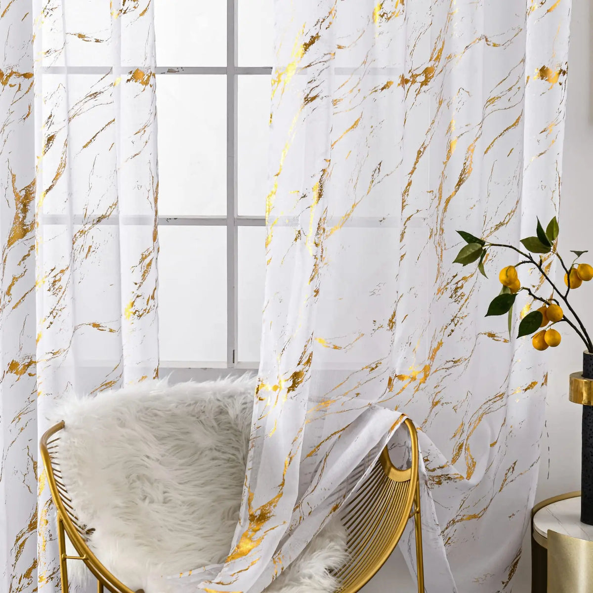 rideau blanc or marbre doré moderne translucide polyester chambre cuisinehôtel