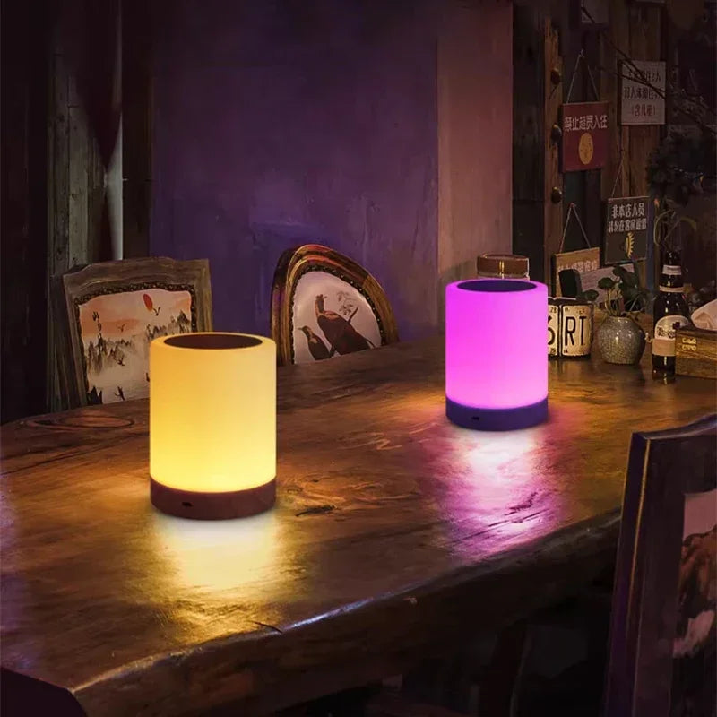 lampe table led tactile blanc bois moderne minimaliste translucide flux lumineux faibleRGBOptimal