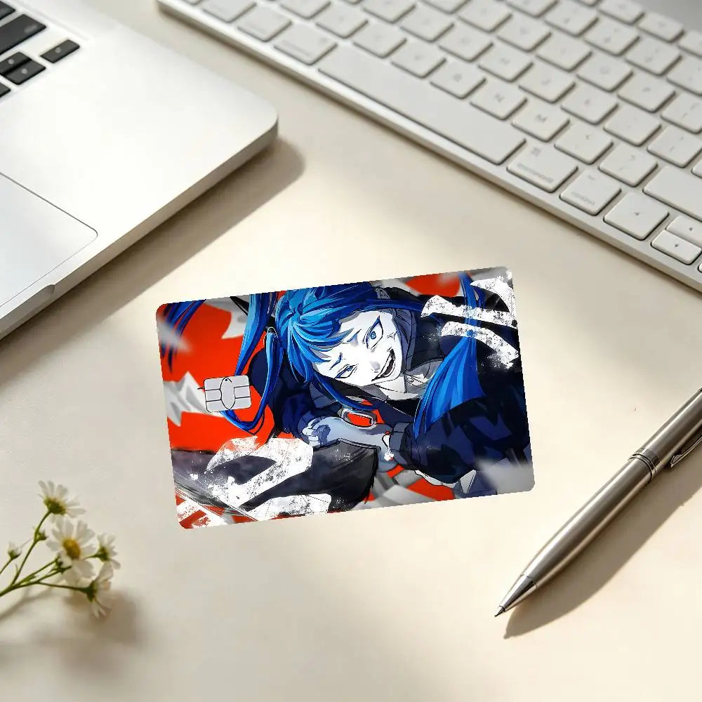 autocollants protection cartes credit dessin anime personnalisables adhésifs modernes bleu noir violet