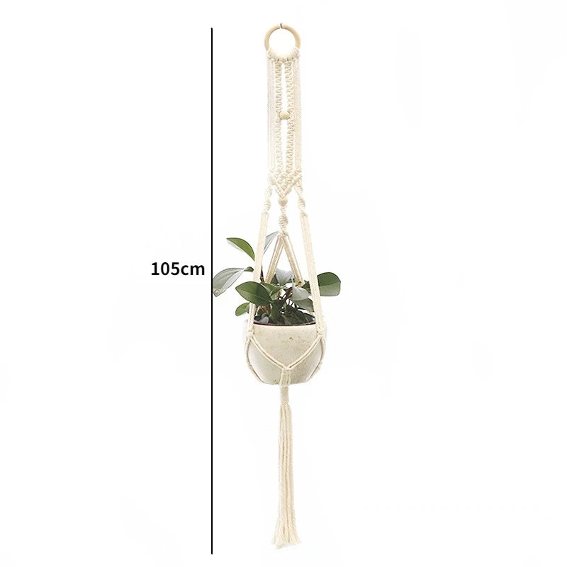 porte plantes suspendus macramé bois boho pots fleurs jardins decoration balcon maison