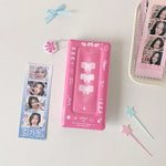porte cartes kawaii floral rose vert bleu violet blanc cartes autocollants(chainette)