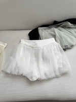 jupe élastique minijupe dessus genou élégante tulle noir blanc féminine chic translucide boutons