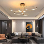 lampe suspendue moderne or blanc circulaire élégante chaînes salon chambre interrupteur bouton