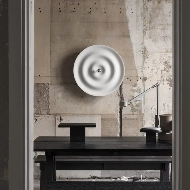 applique murale moderne minimaliste blanc gris ondulations concentriques surface mate led chambre salon