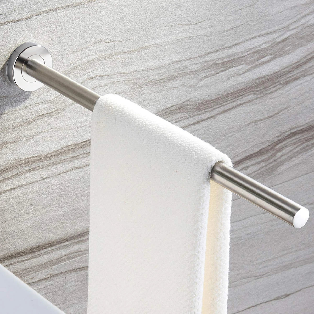 porte serviettes mural acier inoxydable finition brossée lisse moderne salle bain autonome argenteéversible