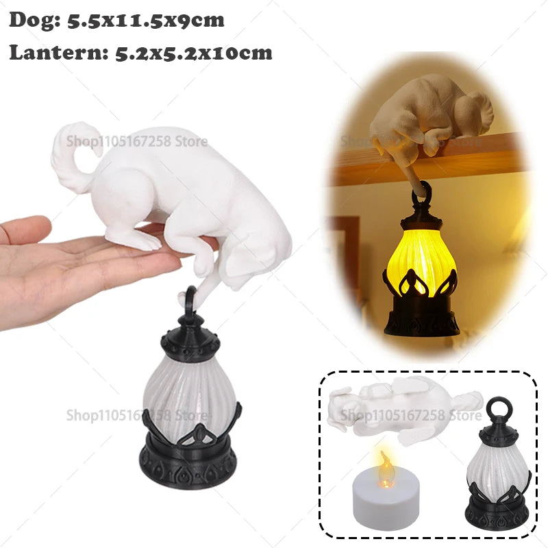 lampe table led noir blanche lanterne animal chat moderne minimaliste clips