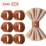 anneaux serviettes cuir vintage beige marron clair toile lin opacité set table fête mariage