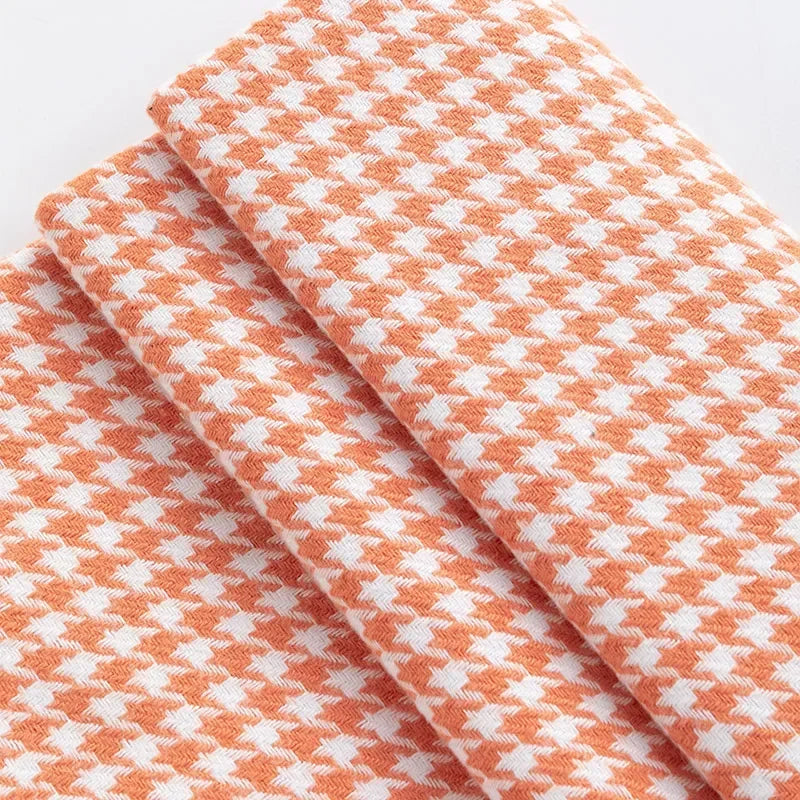 tissu houndstooth orange gris bleu marine vert noir blanc classique résistant couture 100x150cm