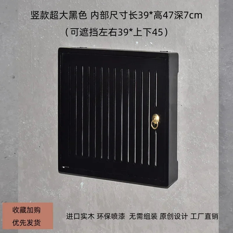 boite rangement murale routeur wifi bois poignée dorée grille