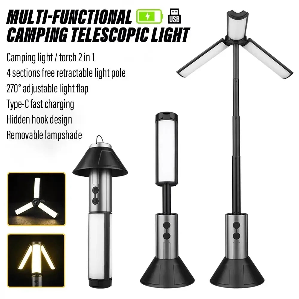 lampe camping multifonctionnelle led rechargeable moderne noire pratique