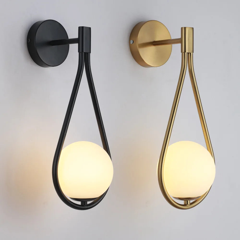 lampe murale moderne or noir goutte verre métal chambre entrée 249lm 90260v