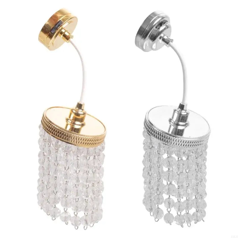 lampe suspendue or argent cristal transparent élégant fixation murale fil blanc