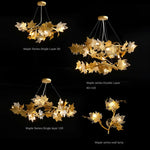 lustre moderne cristal feuilles d'érable organique suspension câbles chambre salon