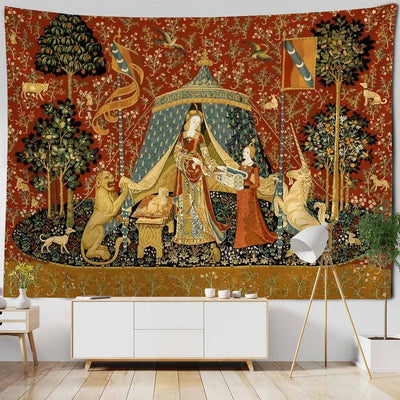 Tapisserie murale vintage plage feuilles brune