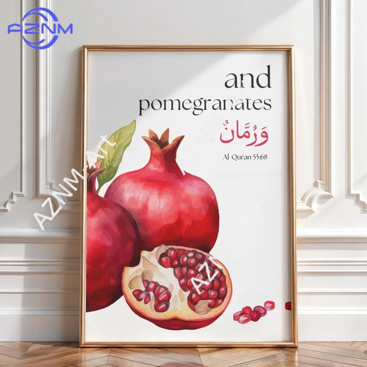 affiche illustration palmiers grenades toile classique vert rouge blanc decoration intérieure