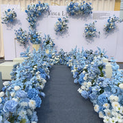 fleurs artificielles bleues roses hortensias romantique mariage décoration intérieure beauté durabilité soie réaliste