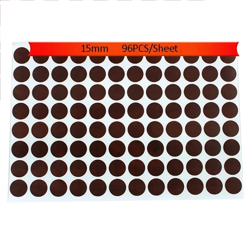 autocollants marron doré vis décoration tiroir meuble bois texture points circulaires résistants eau 96pcs