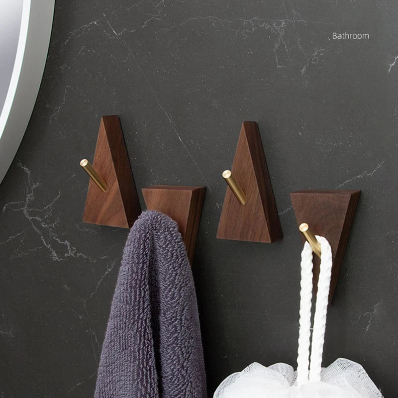 porte serviettes moderne minimaliste bois marron foncé serviette brosse dents parapluie porte clefs(chaines)