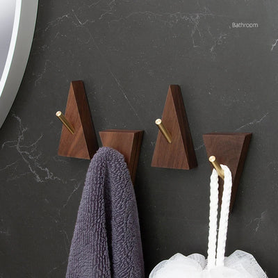porte serviettes moderne minimaliste bois marron foncé serviette brosse dents parapluie porte clefs(chaines)