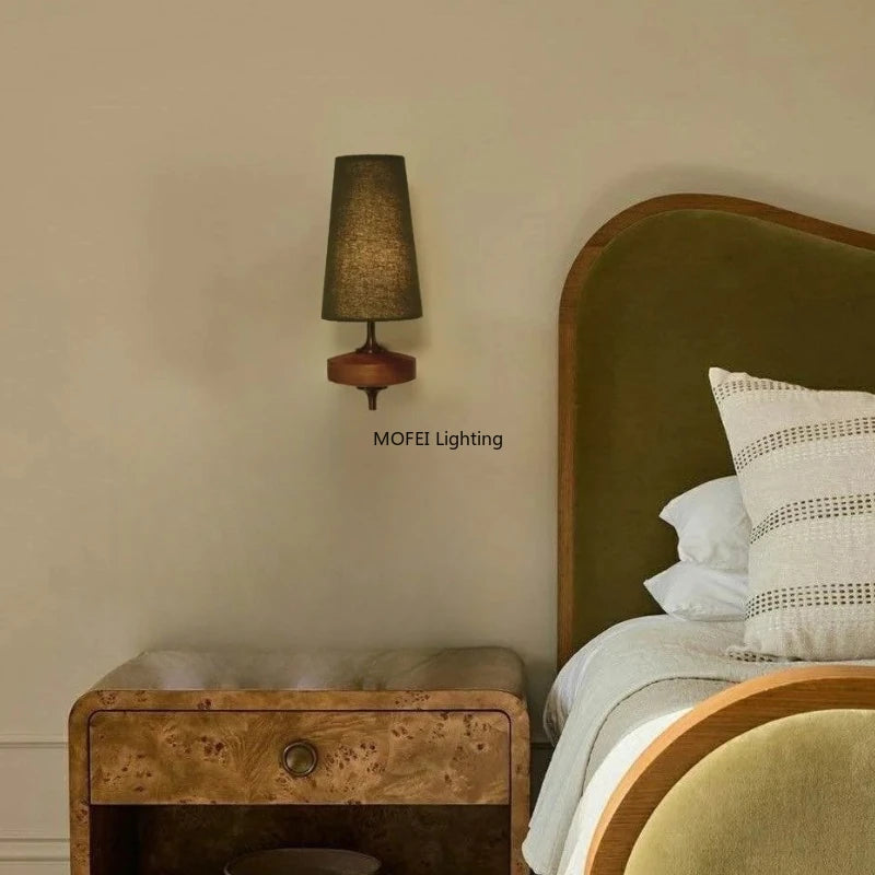 lampe murale moderne tissu marron éclairage quotidien nordique minimaliste fixation led chambre salon decoration