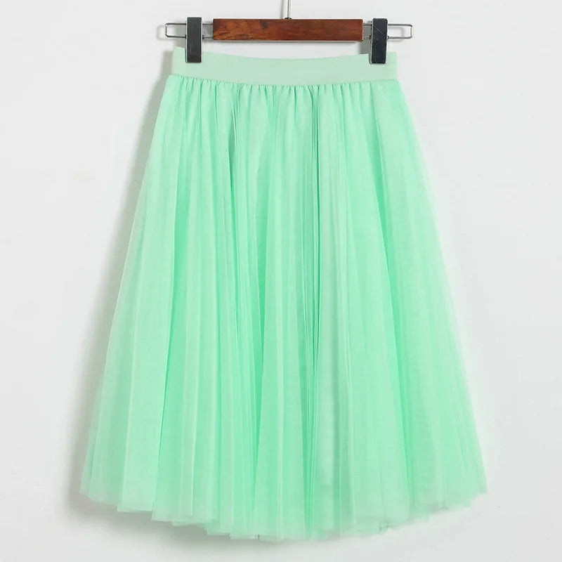 jupe plissée transparente rouge rose bleu violet vert élégante printemps été femmes midi