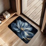 tapis salle bain bleu fleurs moderne absorbant non glissant lavable élégant respectueux environnement PVC