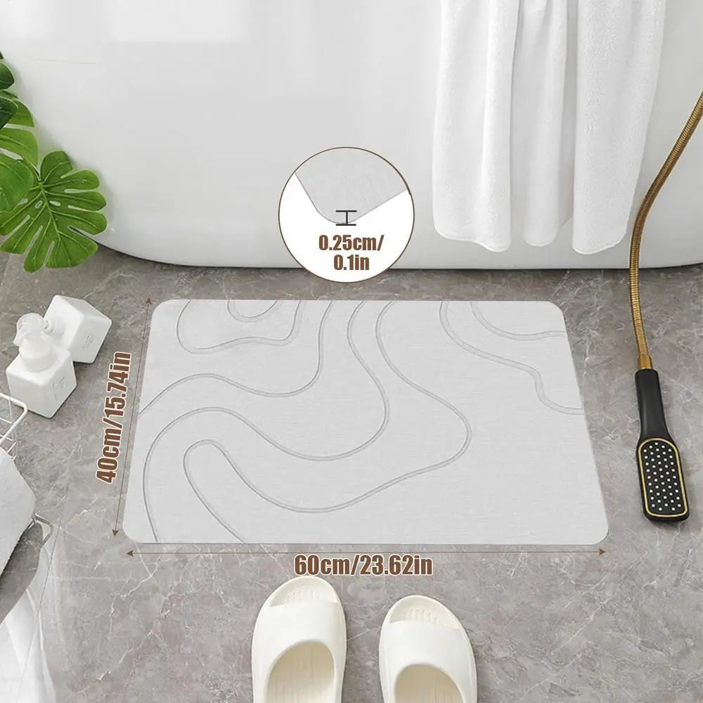 tapis bain moderne gris foncé motifs ondulés absorbant 40x60cm entrée salle bain