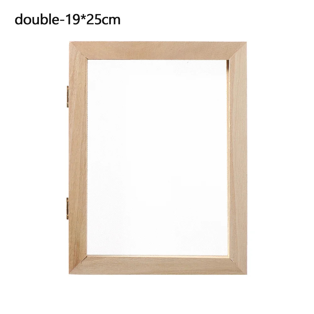 cadre bois texture naturelle feuilles séchées papier modeler coupelle plastique cuillère bois diy artisanat