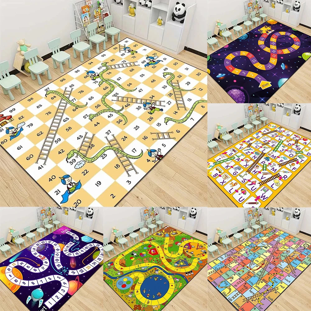 tapis moderne multicolore serpent alphabet floral chambre enfant décoration ludique éducateur
