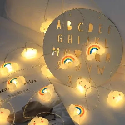 guirlande lumineuse étoiles arc ciel nuages festives enfantines leds colorées chambre enfants