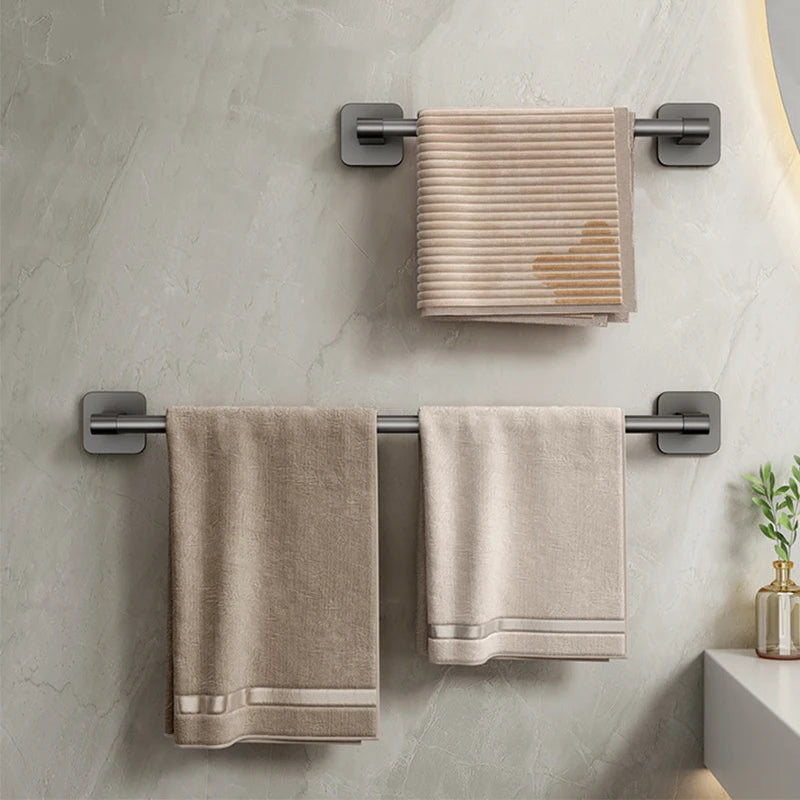 porte serviettes mural acier inoxydable gris serviettes moderne fixations vis sans trou salle bain