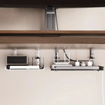support stockage sous meuble étagère moderne acier noir blanc maille métal clips rangement câbles