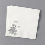 serviette papier blanche mariage dessin bouteille vin champagne monogramme personnalisée fête anniversaire réception élégante