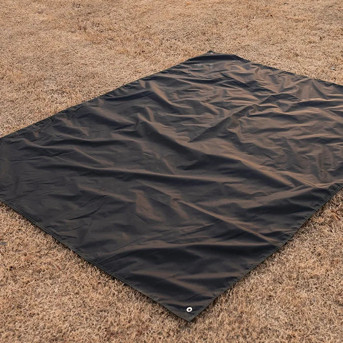 tapis sol camping vert foncé noir oxford robuste texture tissée pratique oeilletsextérieur camouflage