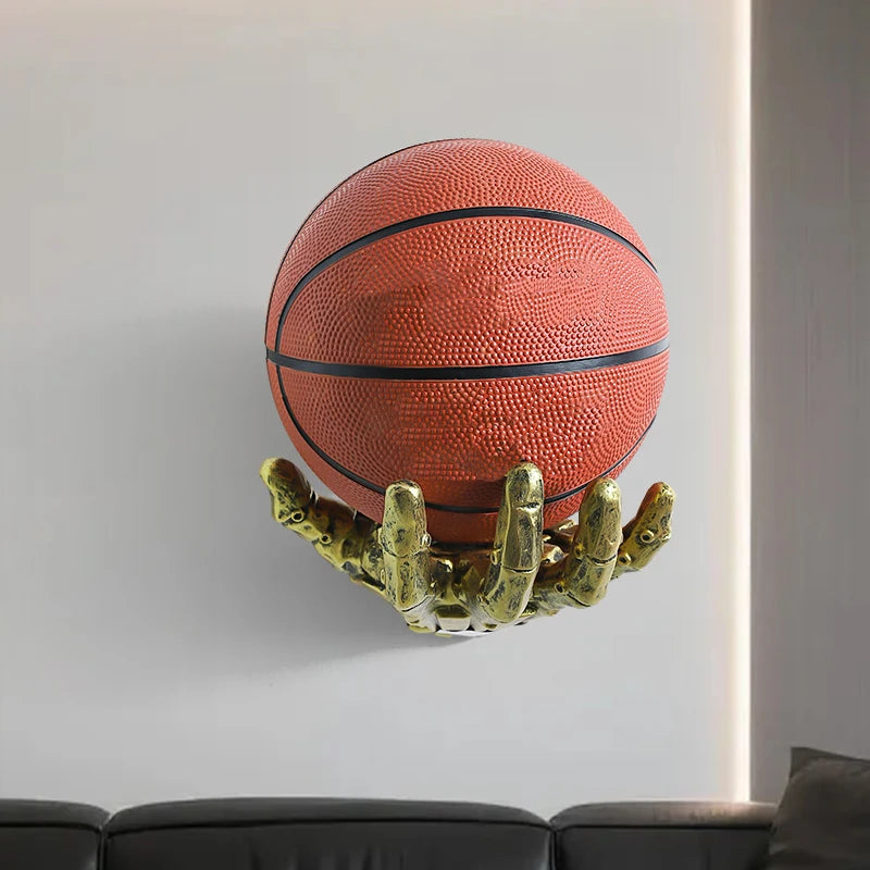 balle basket ball orange noire texture rugueuse moderne support mur rack.storage respectueux environnement