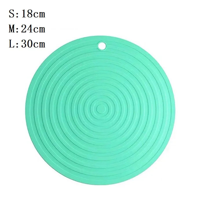 tapis cuisine silicone rond motif rayures protection table plan