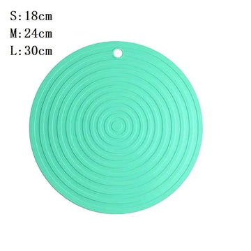 tapis cuisine silicone rond motif rayures protection table plan