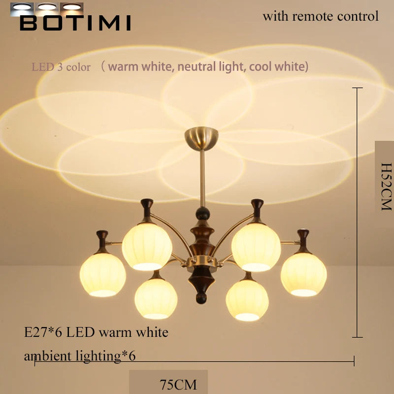 chandelier led or marron foncé abatjour sphérique télécommande moderne floral