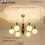 chandelier led or marron foncé abatjour sphérique télécommande moderne floral