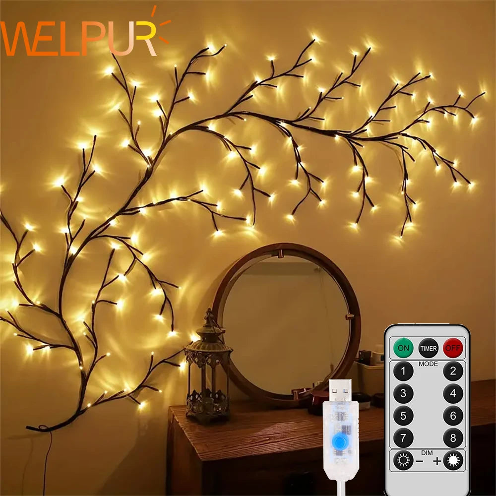 guirlande lumineuse branche noel led blanc moderne télécommande chambre atmosphère