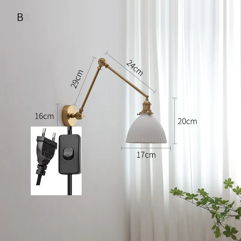 lampe murale moderne or blanc plissée cordon commande 29cm 16cm 24cm 14cm 30cm 17cm