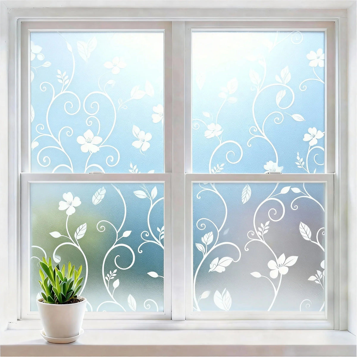 film décoratif adhésif fleurs feuilles transparent moderne isolation uv protection thermique