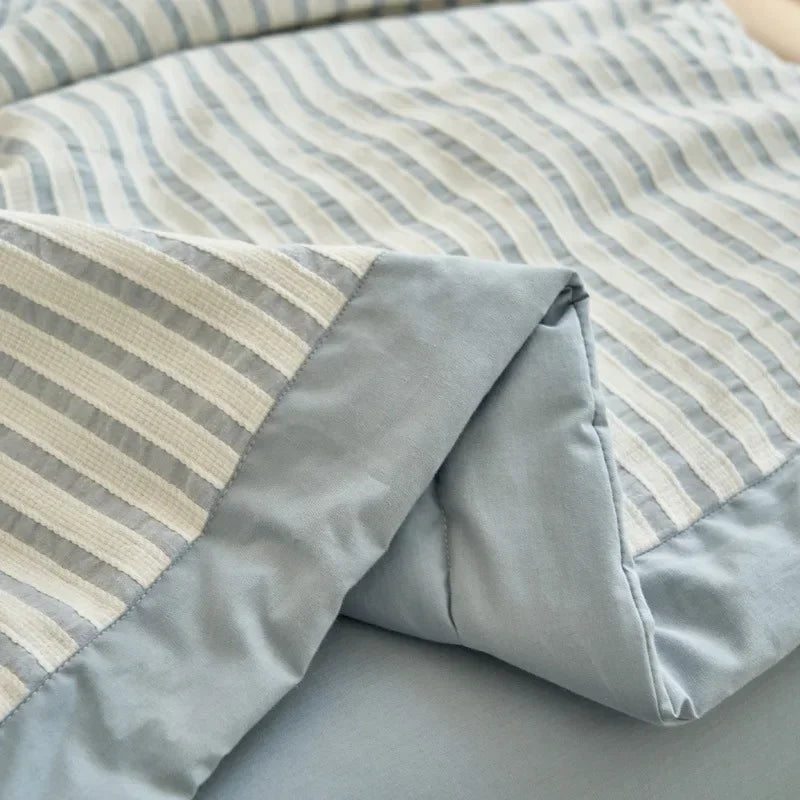 couvre lit gris clair rayures horizontales 100 coton moderne lavable été adulte chambre